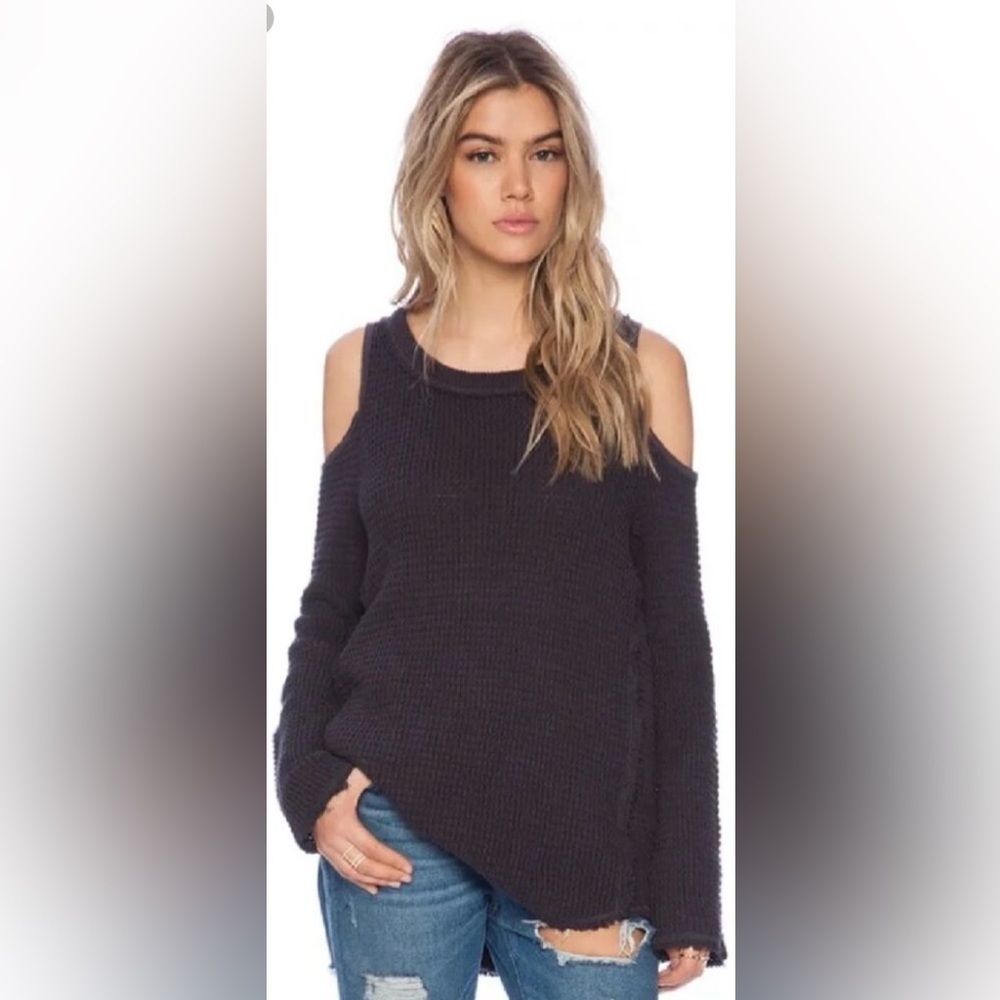 Free People Sunrise Sunset Cold Shoulder Knit Sweater – Size L EUC
